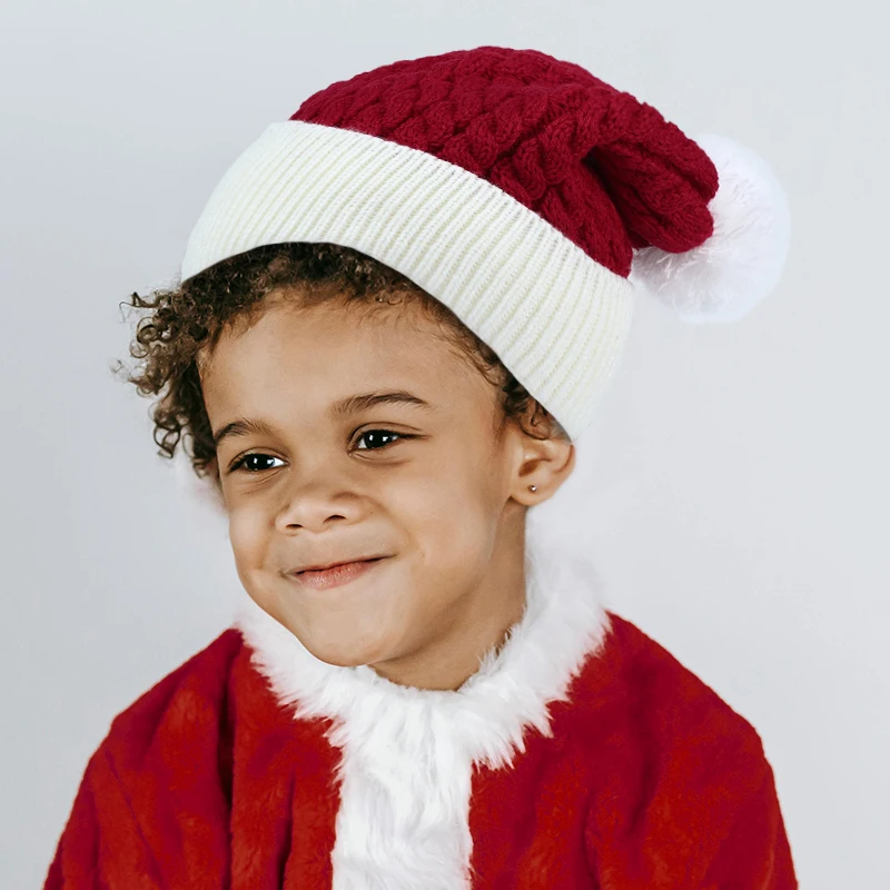 Adult Kids Christmas Knitted Hat Winter Beanie Santa Hat New Year Party Kids Gift Navidad Noel Xmas Decoration