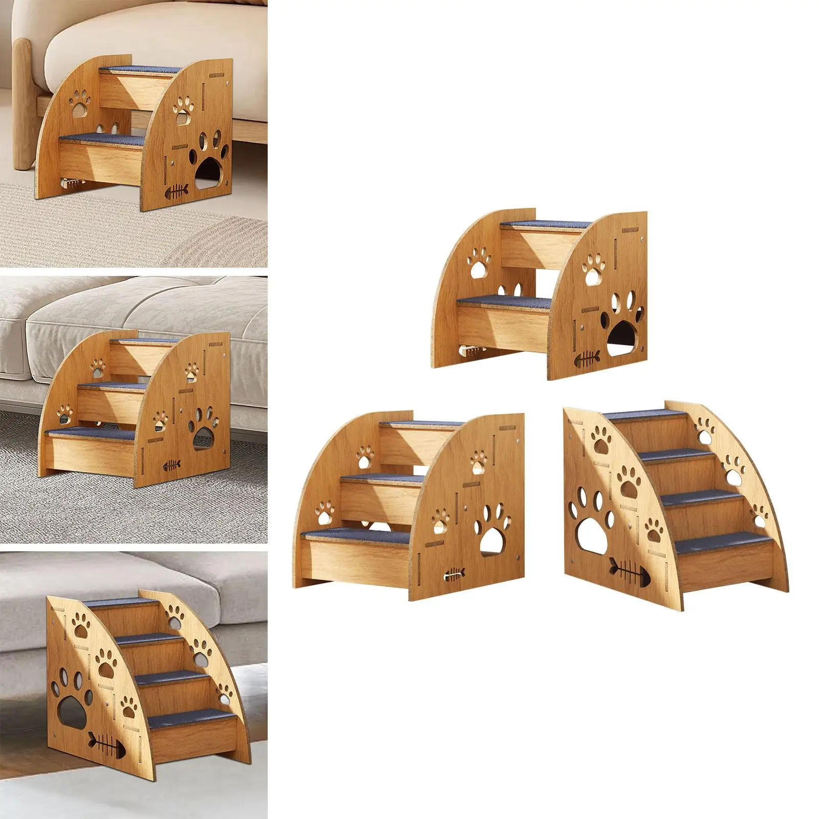 Wooden Pet Stairs Puppy Stairs Wood Dog Stairs Ladder for Small Dogs Cats and Other Small Pets Small and Older Animals Indoor