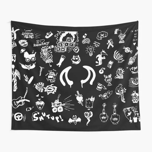 Yungblud Drawings Tattoo Sheet White Tapestry Mat Colored Hanging Art Living Bedspread Travel Yoga Wall Decor Beautiful Towel