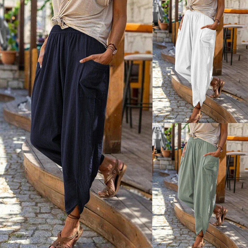 

Cotton Linen Trousers Plus Size Trousers Casual Harem Pants Loose Summer Ladies