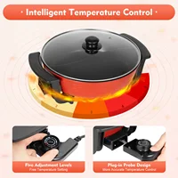 Casserole électrique 1360W à double saveur, avec niveaux de réglage, revêtement antiadhésif, couvercle en verre, pour 3-4 personnes 3