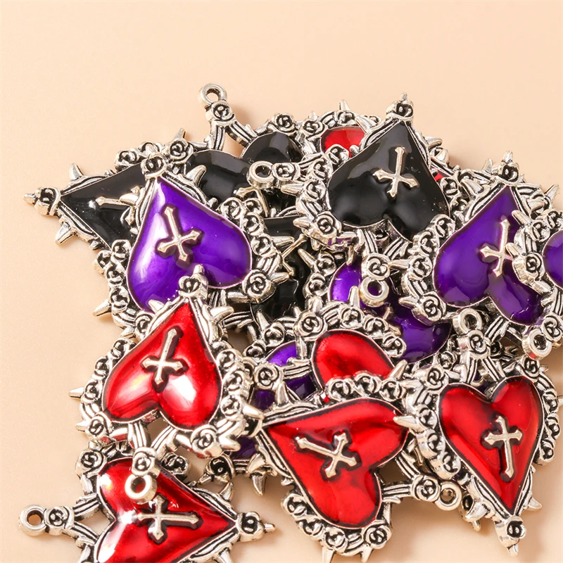 20pcs 30x34mm 귀여운 에나멜 금속 사랑 심장 참 펜던트 목걸이 귀걸이 팔찌 만들기 DIY 공예 보석 액세서리