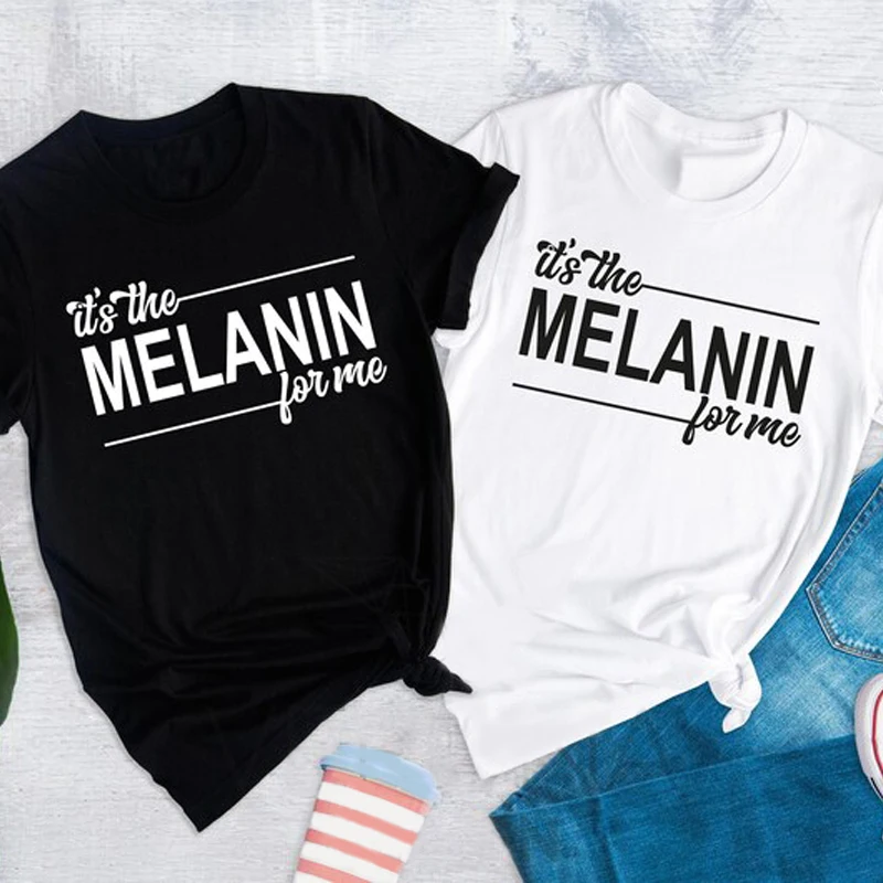 

Новейшие женские топы со слоганом меланина, повседневная хлопковая футболка с коротким рукавом, футболка на заказ, Прямая поставка