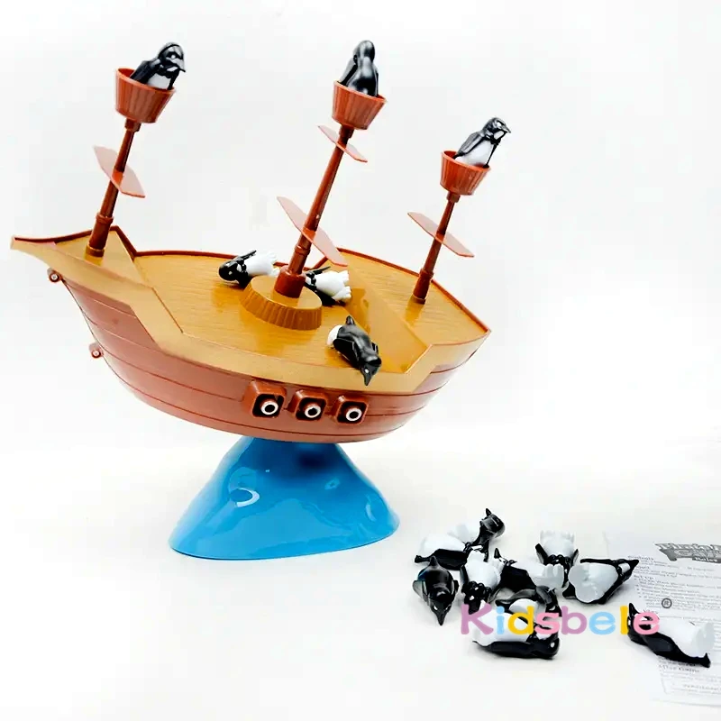 Balance Penguin Pirate Ship Puzzle Toy Pirate Boat Desktop Balancing Game For Kids Fun Parent-child Interaction Birthday Gift