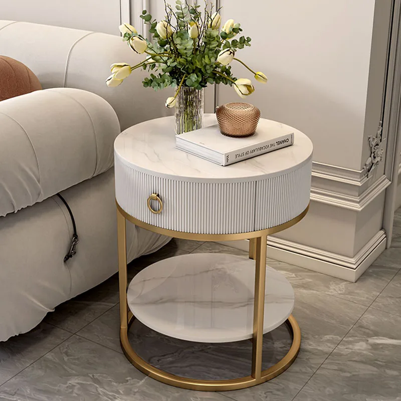 

Luxury Side Coffee Table Small Round Bedside Marble Console Storage Accent Coffee Table Frames Stolik Kawowy Bedroom Furniture