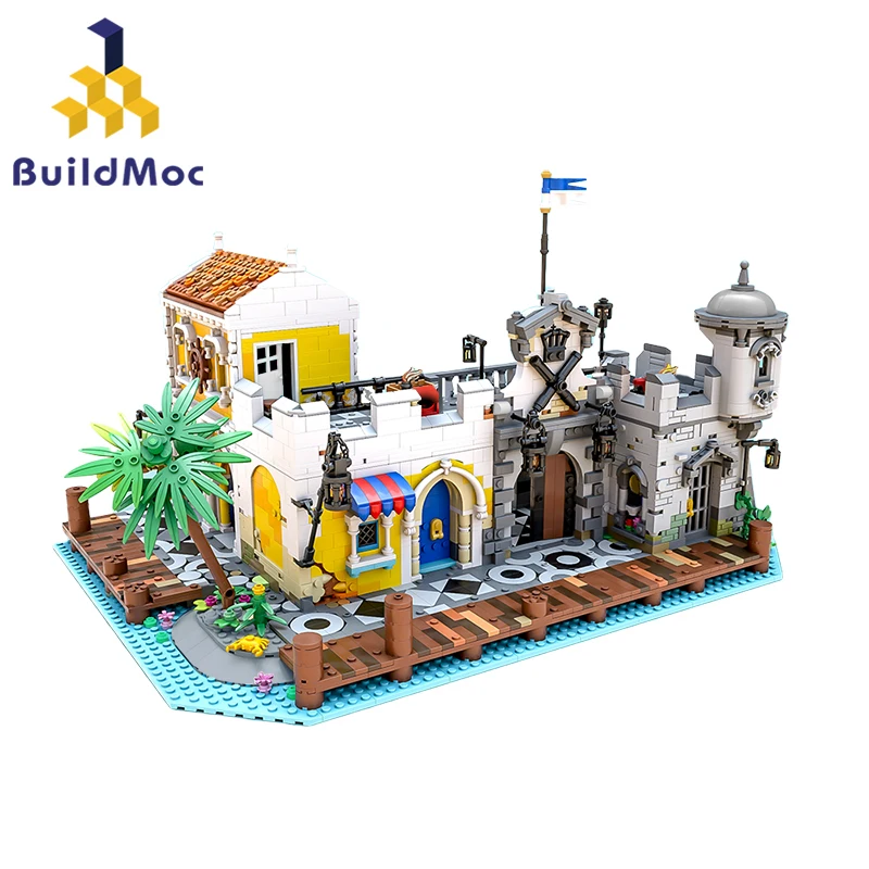 Buildmoc Pirate Lagoon Lockup Resiled Port Town Building Blocks Set 21322 Seaside Island House Bricks Toys Bambini Regali Per Bambini
