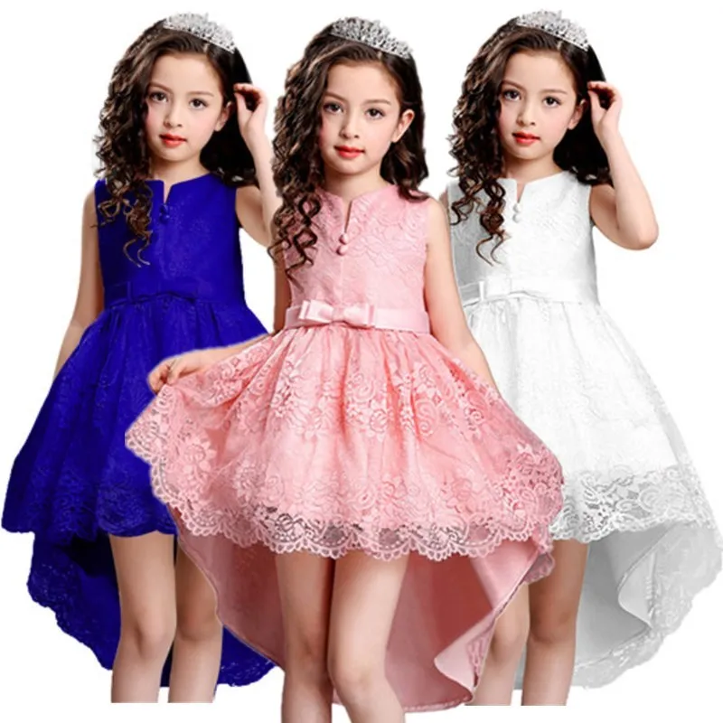 

Beautiful Pink Lace Trailing Bridesmaid Wedding Dresses Princess Birthday Kids Wear For 12 Year Old Girls