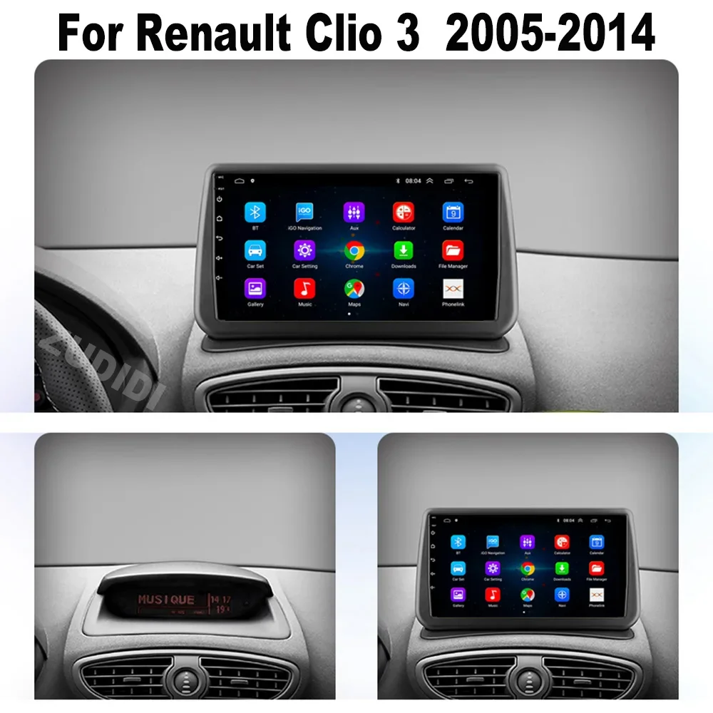 Autoradio Android 15 Pour Renault Clio 3 (2005-2014) - Écran 9" Tactile, Qualcomm 8 Cœurs, CarPlay/Android Auto Sans Fil, DSP, Caméra Recul - 10
