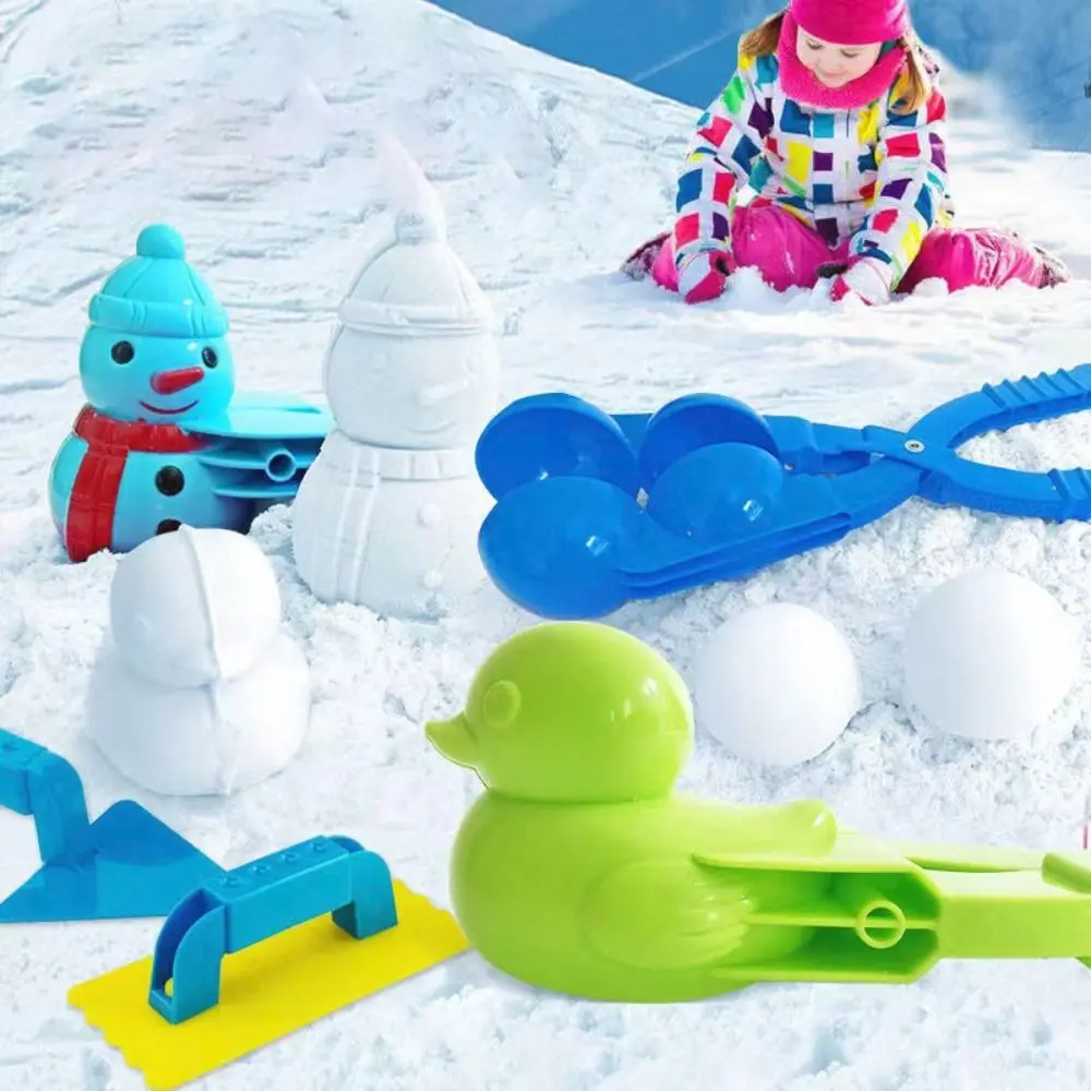 Snow Mold Snowball Maker Snow Toys Winter Snow Mold Tongs Dinosaur Duck Shape Cartoon Snow Sand Clip Mold Kid Snowball Fight 3