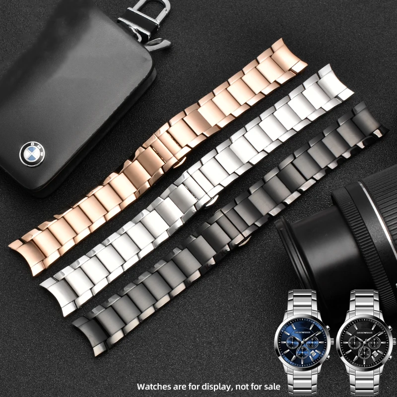 Stainless Steel Curved End Men's Watch Bracelet - 22mm