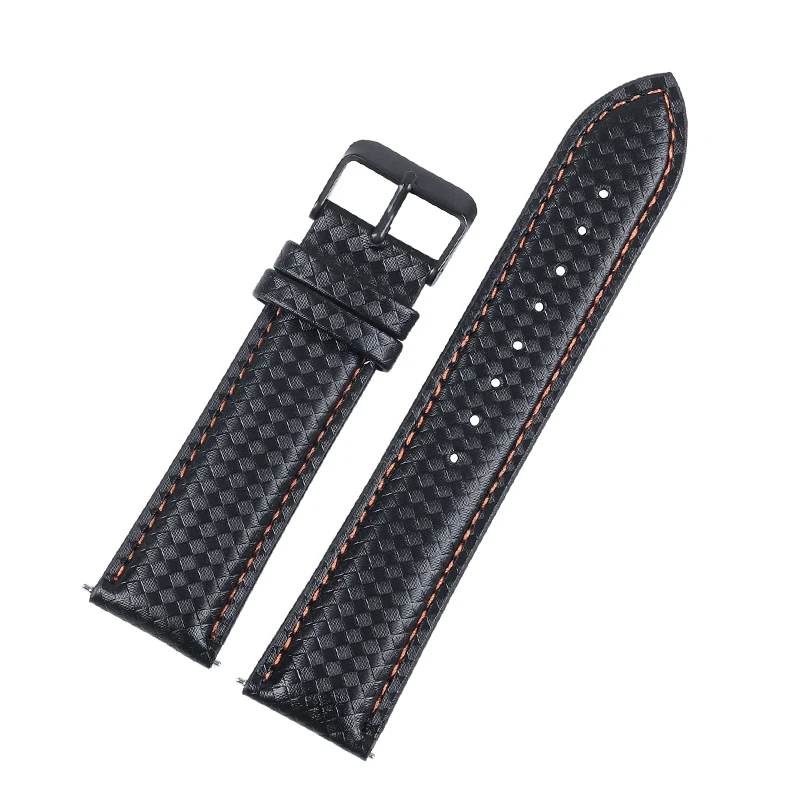 Genuine Leather Carbon Fiber Quick Release Watchband Strap