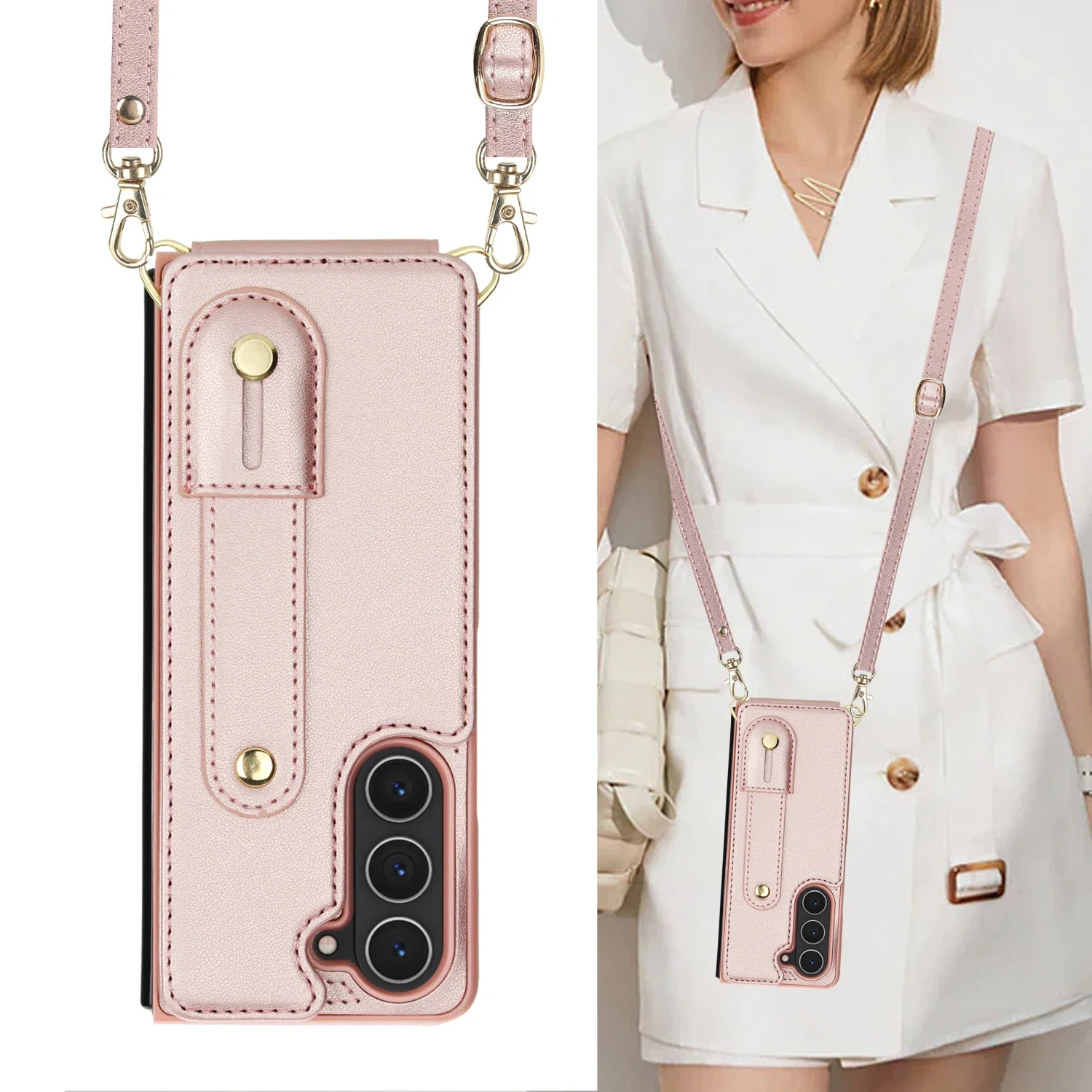 Premium Wallet Case with Strap and Magnetic Closure - Wristband Card Slot Protective Cover