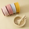 3Pcs/1Set BPA Free Silicone Bear Dishes For Baby Baby Feeding Sucker Bowl Tableware Waterproof Spoon Non-Slip Crockery Bowl 2