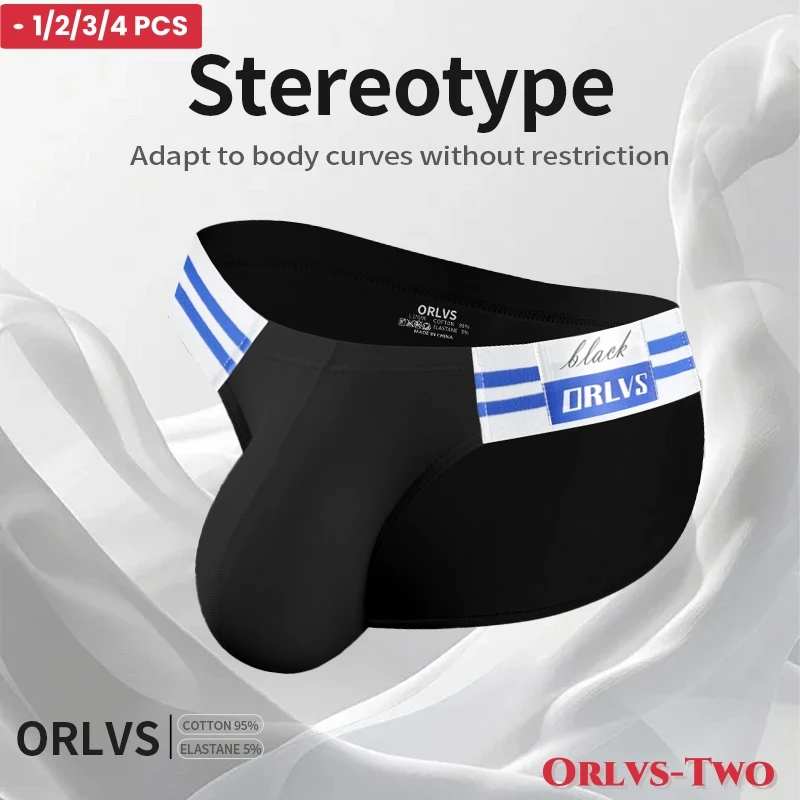 Men's Briefs 1/2/3/4 PCS Summer Cotton Fabric Bikini Sea Blue Striped Elastic Band Underwear
