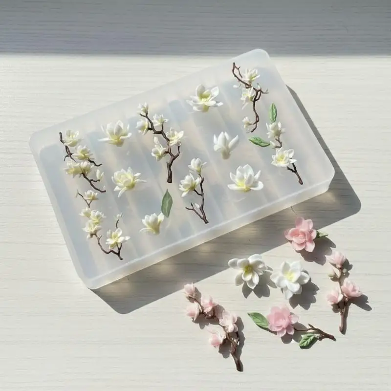 3D 목련 꽃 네일 몰드 DIY 실리콘 네일 도구 꽃잎 네일 디자인 몰드 네일 아트 조각 템플릿 매니큐어 디자인
