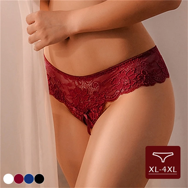 XL XXL XXXL 4XL Plus Size Underwear Women Sexy Open Crotch Panties Lace  Transparent Thongs For Sex Lingerie Nightwear - AliExpress