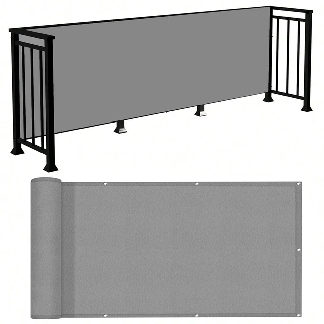 Panno parasole per balcone, telo opaco protettivo UV per balcone, tessuto parasole per - Patio esterno, recinzione da giardino, veranda, grigio 1