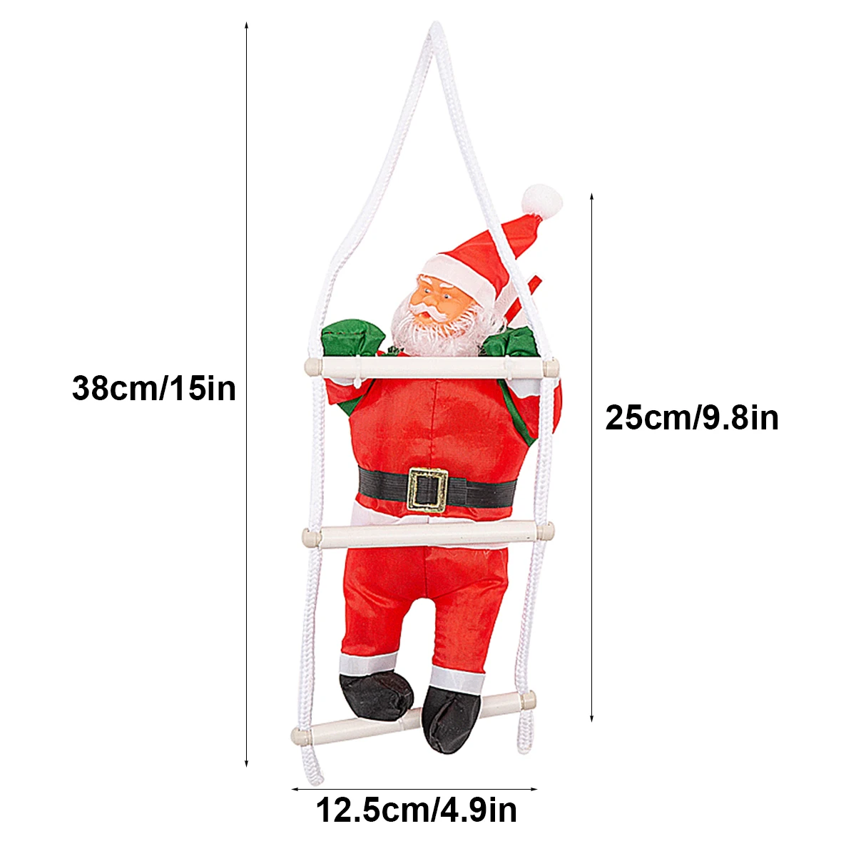 Bseical Babbo Natale Elettrico Scala da Arrampicata con Che Canta, 60 cm Decorazioni Albero di Natale ​Regali di Capodanno Home Decor (B