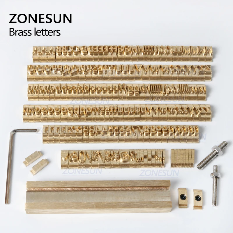 ZONESUN 184 Pcs Alphabet Letter Set With 10cm T Slot Hot Foil Stamping Machine Custom Logo Initial Personalized Pencil Leather