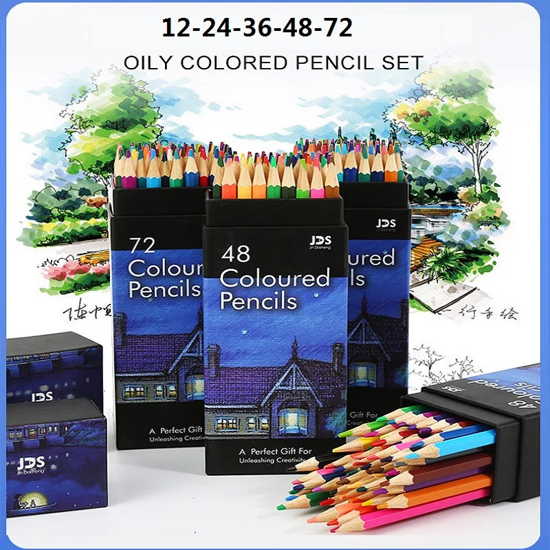 

12/24/36/48/72 Colores Oily Colored Pencil 색연필 Lapices Painting Art supplies Set Hexagonal Pen Holder With Bold Lead Core