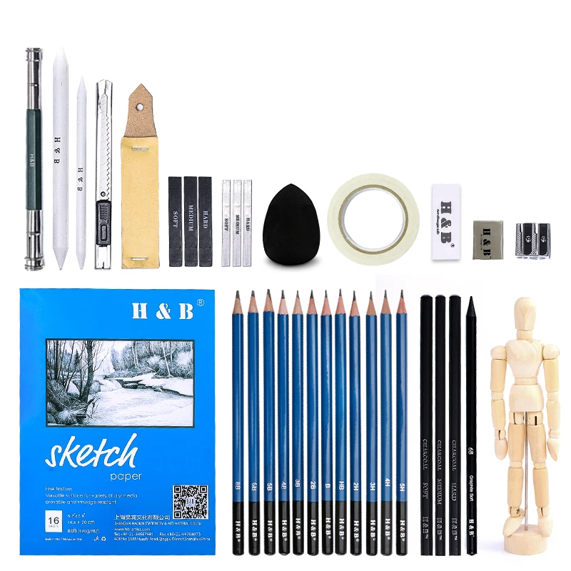 Drawing and Sketching Pencil Set In Zippered Carrying Case 16 Piece Set  Sketching