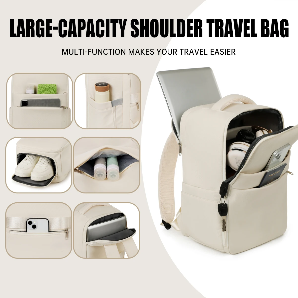 Large-Capacity Backpack, Multi-Functional Conference Luggage Backpack, Female Student Travel Computer Bag, High-Looking Business Trip Backpack, 2025 New Model