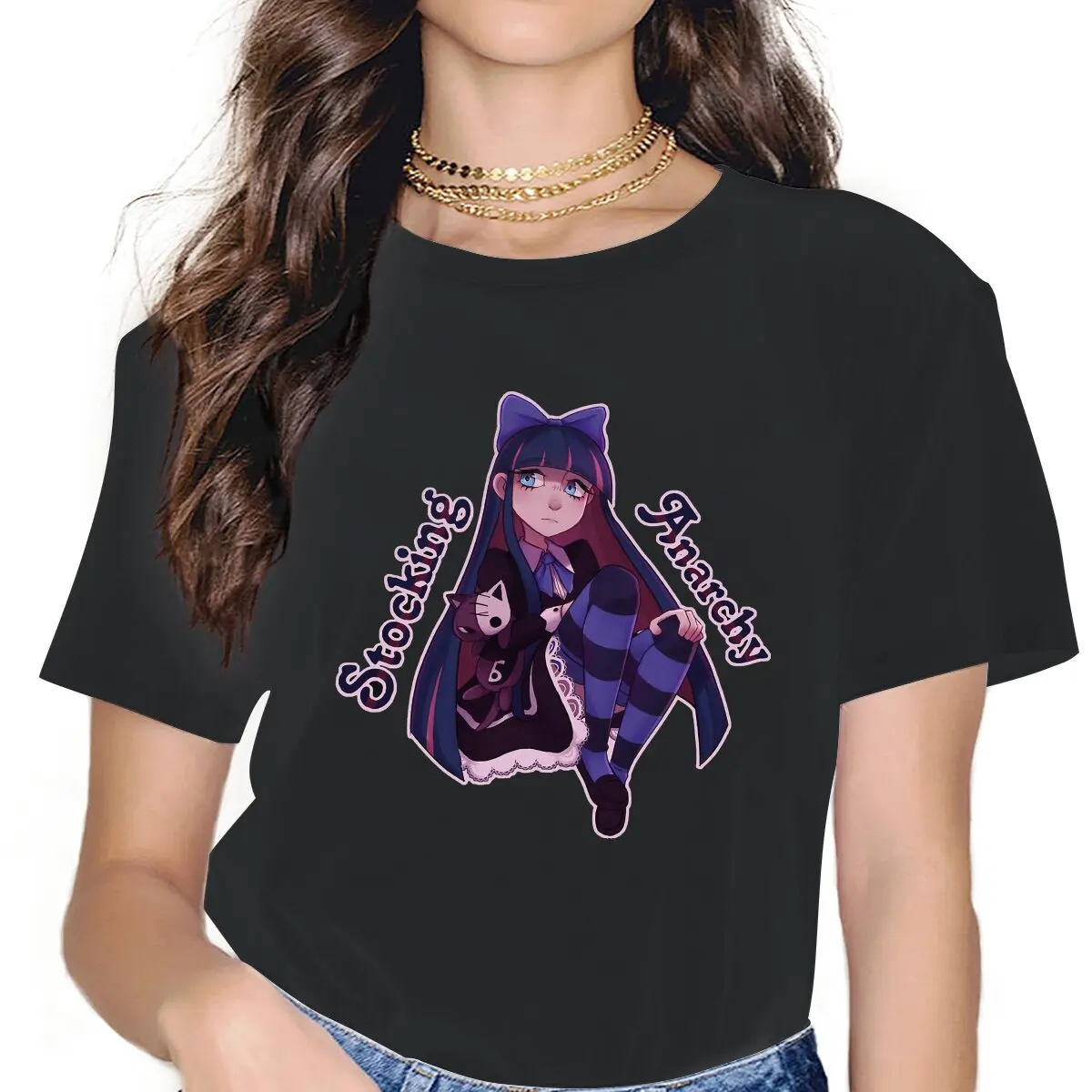 Sad Stocking Anarchy Women Tshirts Panty And Stocking With Garterbelt
