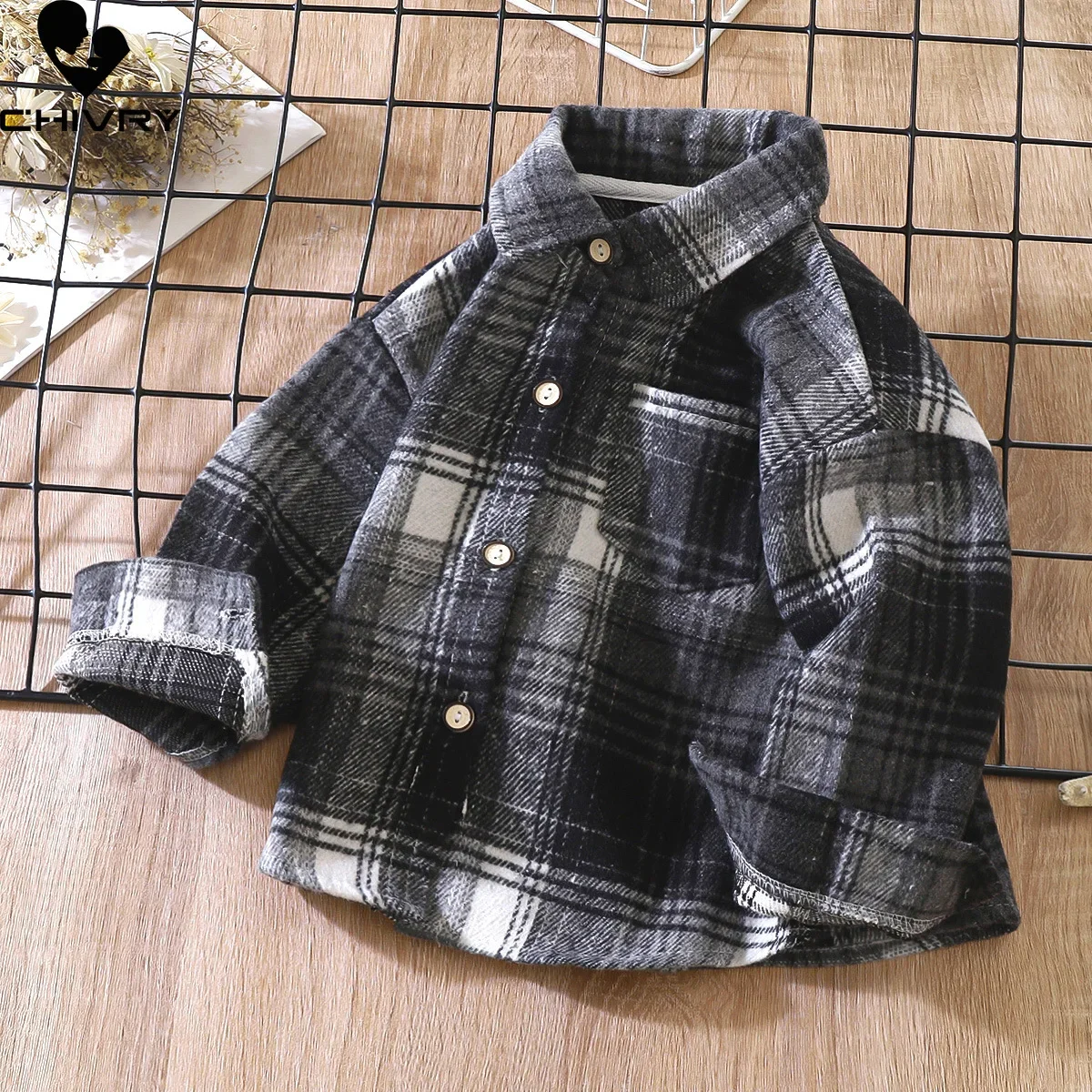 Boys Classic Plaid Shirts New Spring Autumn Vintage Kids Long Sleeve Lapel Casual Cardigan Shirt Tops Children Clothing