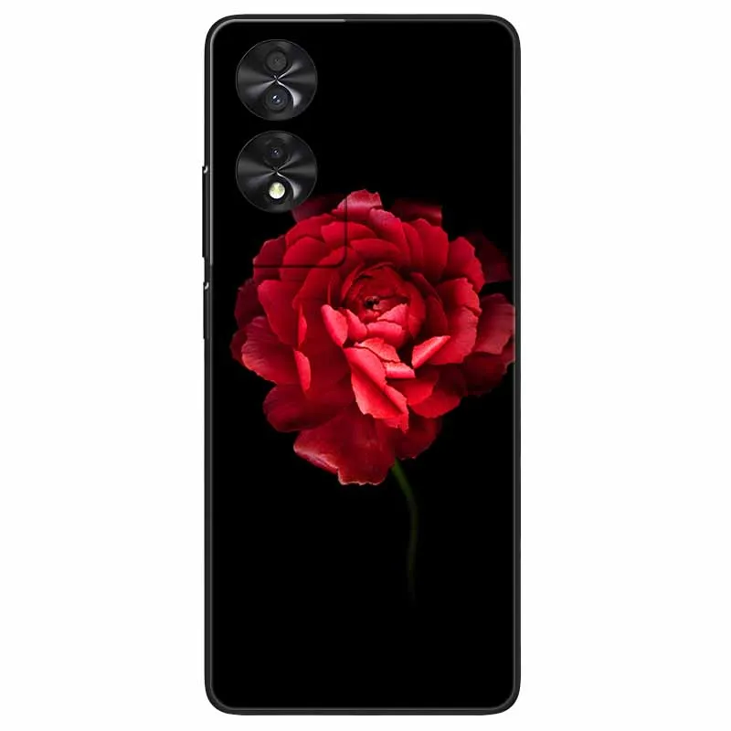 Floral Silicone Soft TPU Phone Cover with Black Bumper