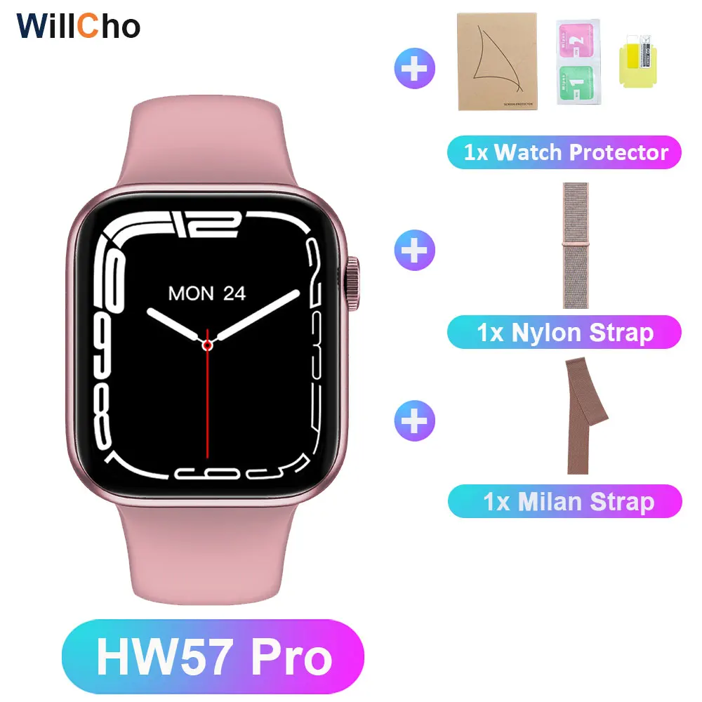 HW57 Pro SmartWatch Men Wireless Charge Voice Assistant QR code Alipay BT Call Watch For Women NFC Smart Watch pk w27pro hw37pro 