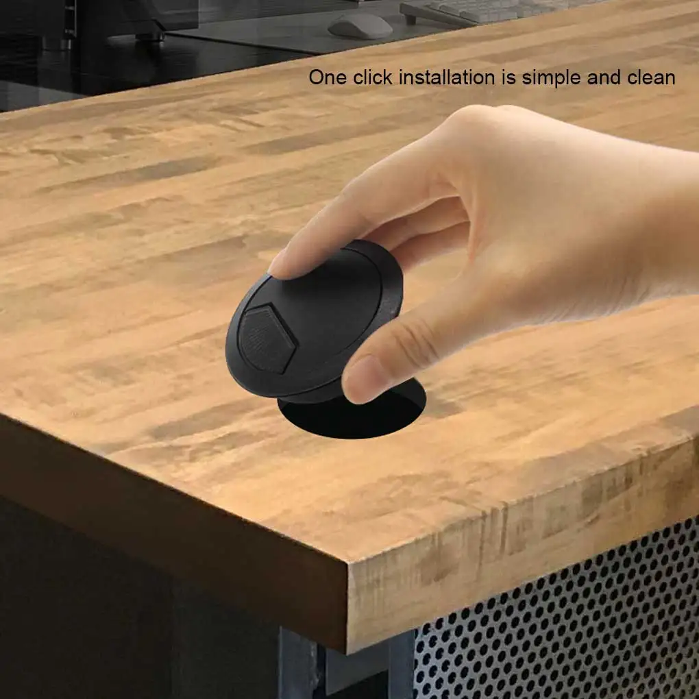 Computer Desk Hole Cover Round Waterproof Detachable Adjustable Desktop Office Table Cable Fixing Grommet  53mm Black