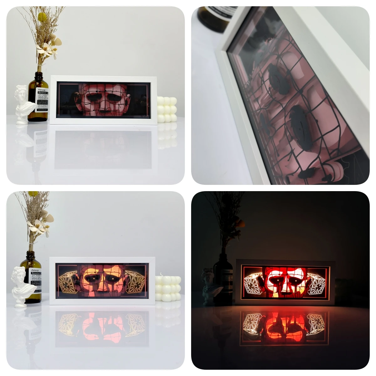 

Laser Paper Carving Night Light Anime LED 3D Shadow Lamp Frame Led Strip Lights Diy Color Paper Cut Light Bedroom Lamp Room