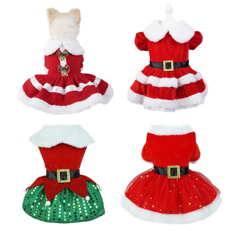 Christmas Dresses for Small Dogs Cats Fall Winter New Year Classic Red christmas-dresses-for-small-dogs-cats-fall-winter-new-year-classic-red