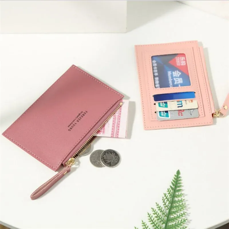 Women Wallets Zipper PU Leather Coin Purse Mini Key Chain Small Wallet Multi-card Bit Card Holder
