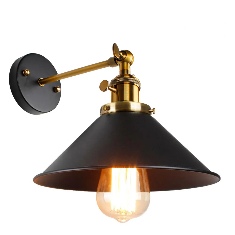 Vintage Wall Lamp Retro Indoor Lighting Knob switch wall light Retro Black White cover Bedside Lamps E27 For Home Wall sconce