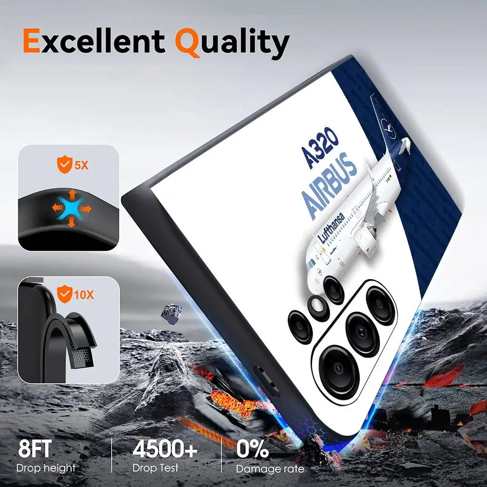 A-Airbus Logo Shockproof Frosted Soft Phone Case with Anti-Slip Design