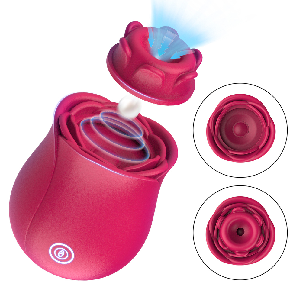Rose Flower 2 In 1 Detachable Vibrator Sucking Beating Nipple Clitoral Stimulator Powerful G-spot Vaginal Vibrator Sex Toys