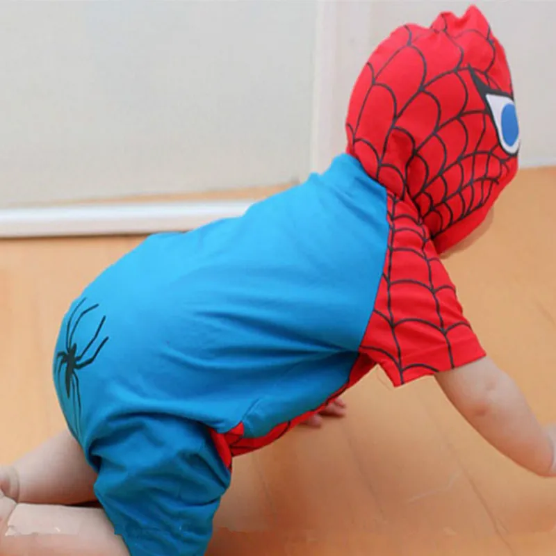 Summer Spring Newborn Baby Boys Rompers Cartoon Spider Man Print Infant Girls Jumpsuits Cotton Hoodies Kid Outfits Bebe Clothes baby rompers,cotton jumpsuit,baby jumpsuit,baby clothing