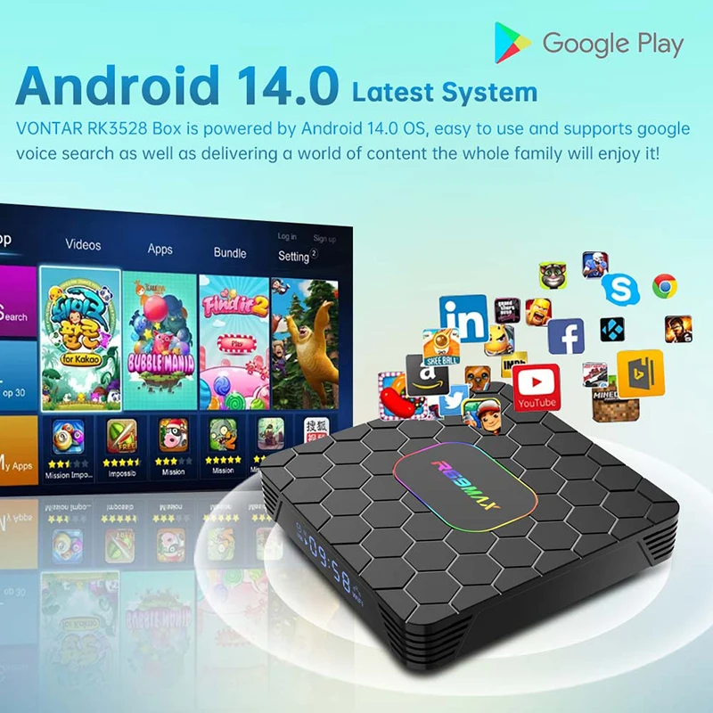 Xiaomi Tv Android TV Box R69 Plus - Android 14, 4GB RAM + 32GB ROM, 4K/8K, WiFi Dual, Bluetooth 5.0 TV Box 4GB RAM 32GB ROM WiFi Dual