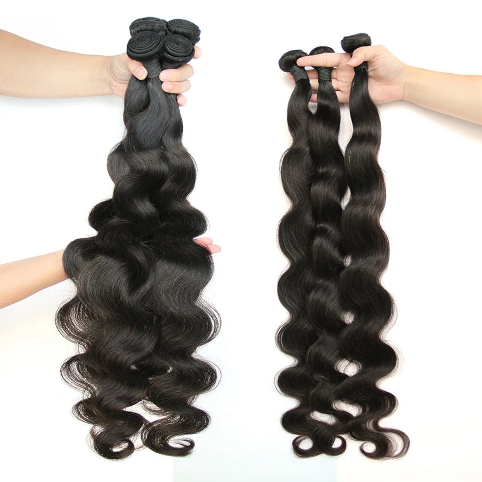 Body Wave Human Hair Bundles With 13x4 Transparent Lace Frontal 3 Bundles With Frontal Extensions Weave Brazilian for Women