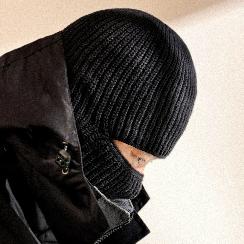 2 In 1 Full Face Cover Mask Beanie Men Winter Balaclava Hat Ski Bonnet Outdoor Cycling Earmuffs Cap Knitted Headgear