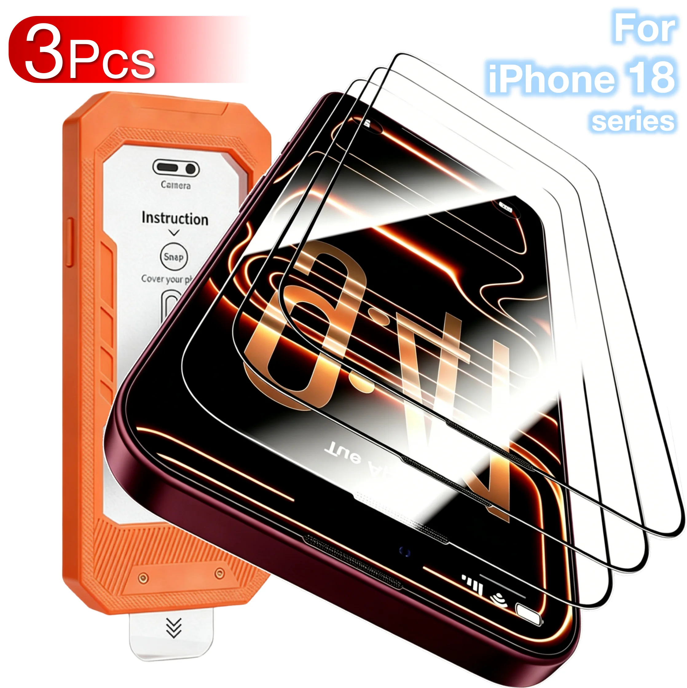 Protector de pantalla de vidrio templado para Apple iPhone 18 Pro Max Air Pro Max Plus e 17e, 3 unidades, sin polvo, con posicionamiento