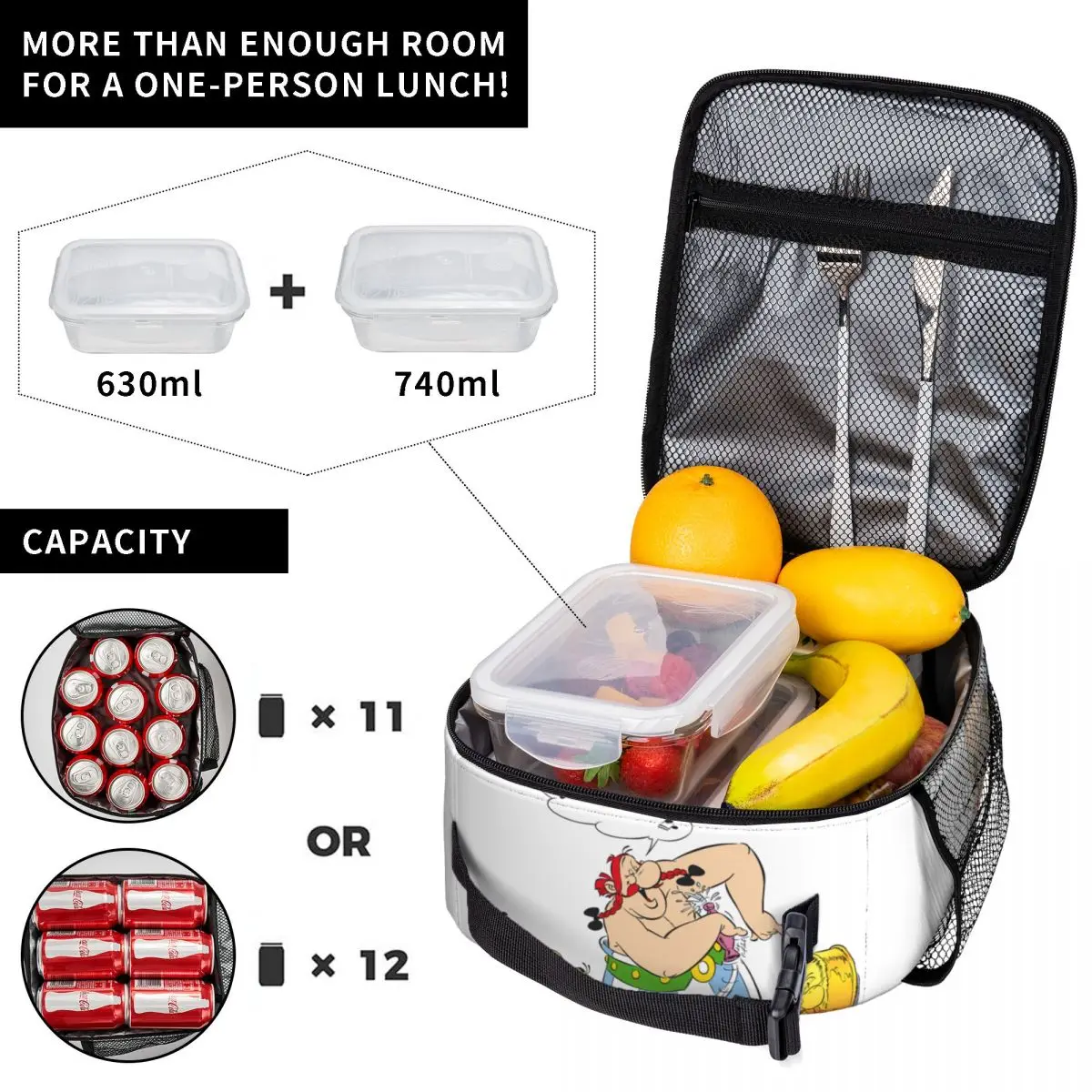 Asterix And Obelix Resuable Lunch Boxes Leakproof French Comic Cooler Thermal Food Insulated Lunch Bag Kids School Children