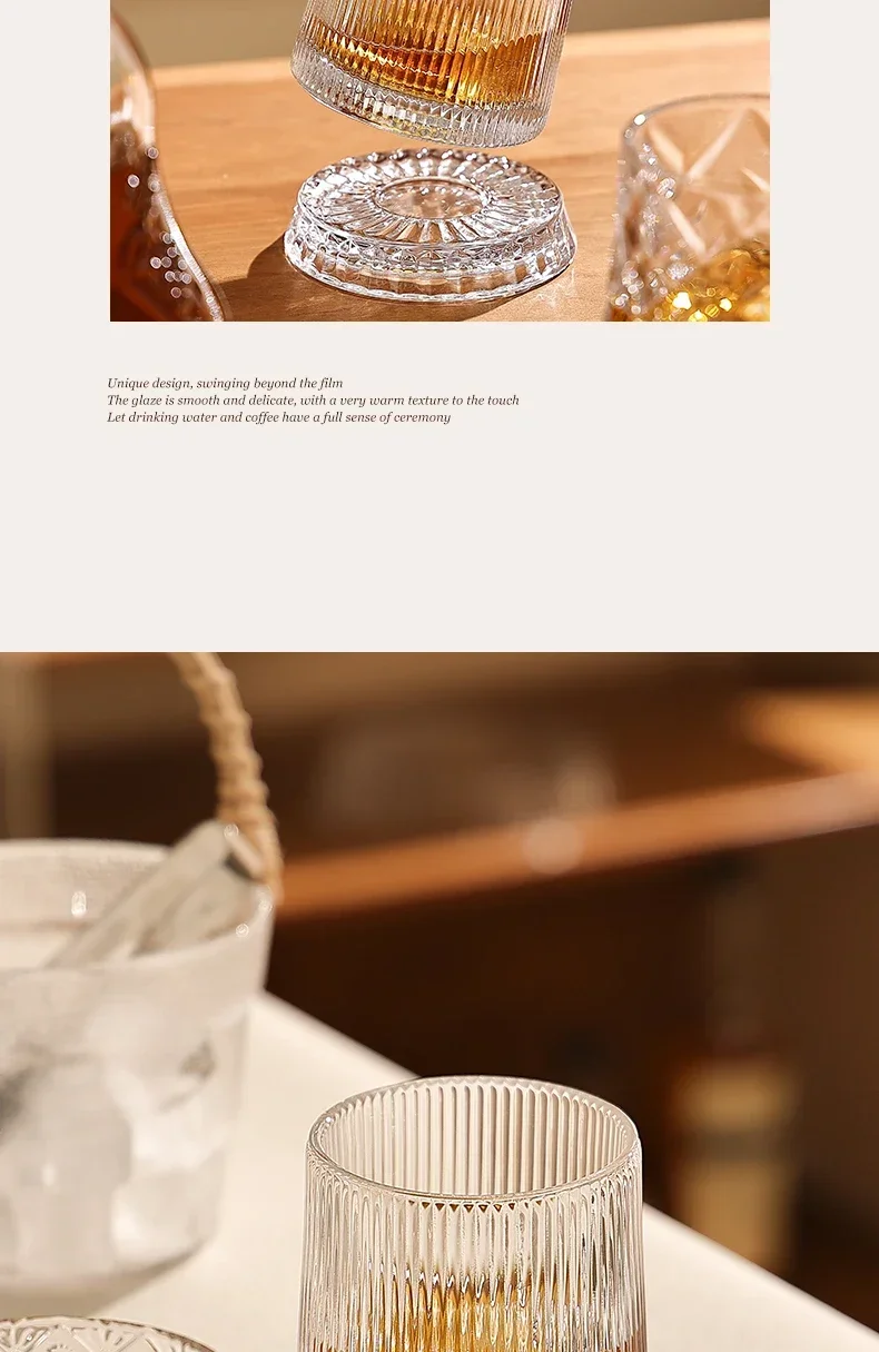 Description Picture 6 of item255 ML Whiskey Glass Transparent Wine Glass Household Heat-resistant Rotatable Beer Cup Party Drinkware Creative ornaments