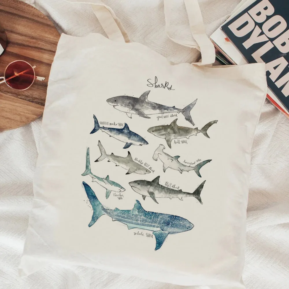 Whales shopping bag canvas bolsas de tela jute bag eco tote shopper shoping sac cabas woven fabric sac tissu