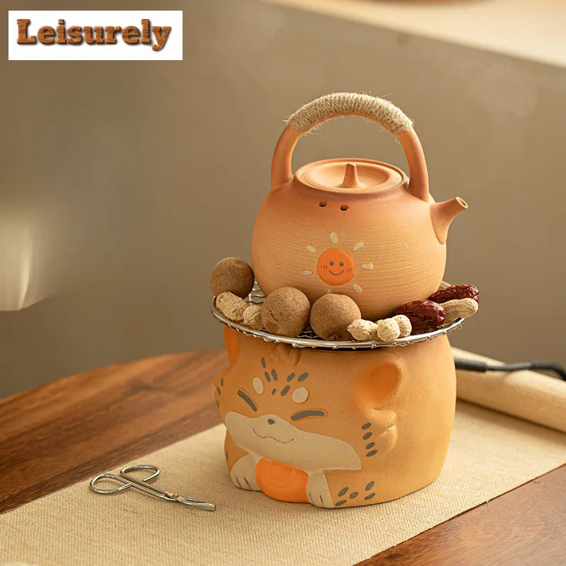 Leopard Rich Electric Ceramic Furnace Charcoal Fire Burner Warmer Tea Stove Boiling Water Kettle Heating Base Warm Wine Boiler