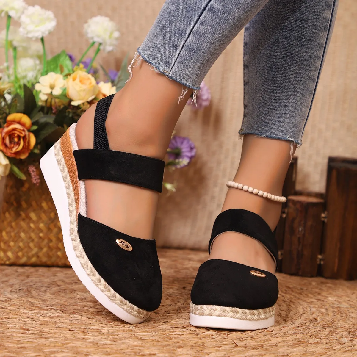 Women Closed Toe Wedge Sandals Women Summer Buckle Strap Gladiator Shoes Woman Fashion Espadrilles Platform Sandalias Mujer 1