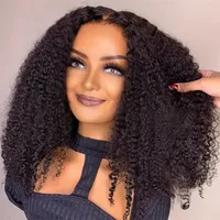 10A 100% perruques sans colle perruques de cheveux humains prêt à porter noeuds blanchis 6x5 pré-coupé HD Transparent sans colle dentelle perruques crépus bouclés 2