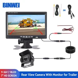 BINWEI 7 Inch Car Rear Camera Monitor for Trailer Parking Truck 24V HD Rerversing Camera with Display Screen Easy Intallation