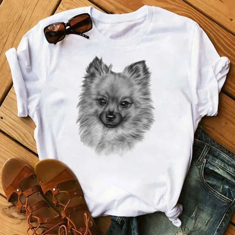 韓国 人気 ロゴT[FALLETT] PUPPY DRAWING OVERSIZE TSHIRT Korean Fallett Retro Jersey Short Sleeve Tshirt Casual